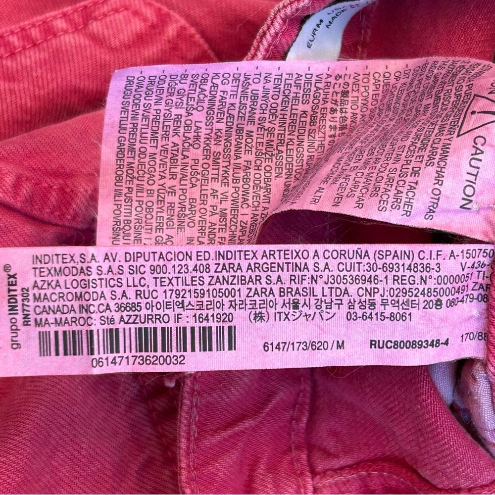 Zara pink denim Jean strapless mini dress Barbie Sz M - Picture 14 of 17